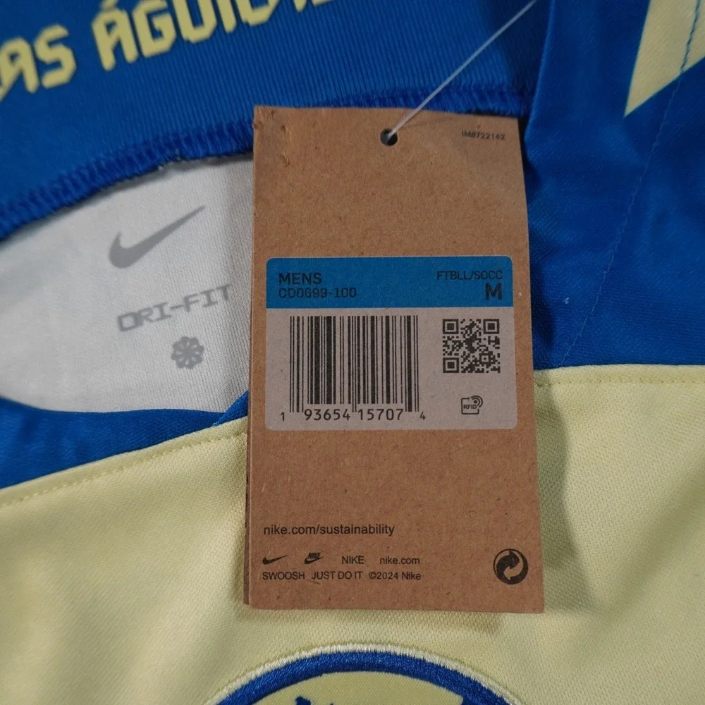 Nike Club America Soccer Jersey Mens Medium Yellow Home Dri-FIT CD0699-100